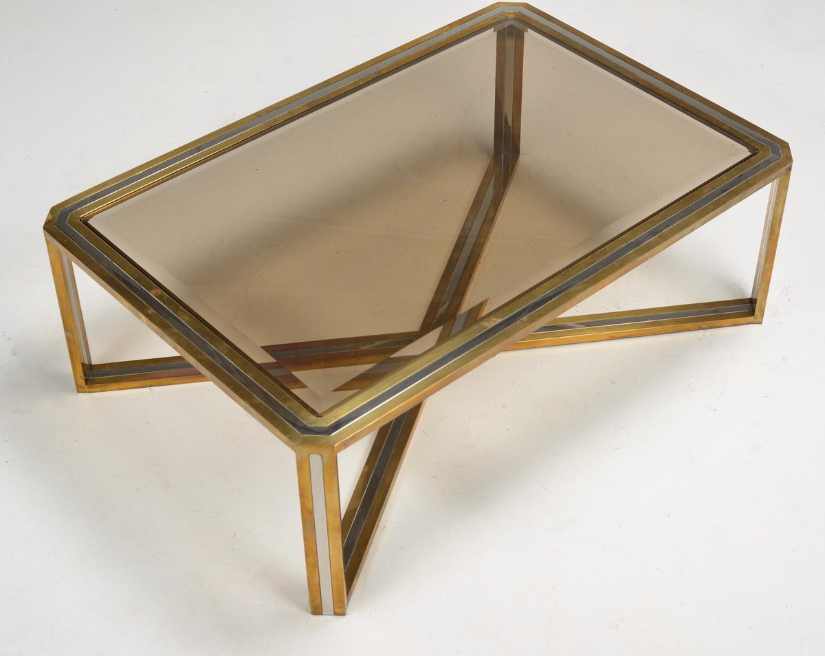 Romeo Rega Italian chrome brass and smoked glass coffee table, 1978 - view 10