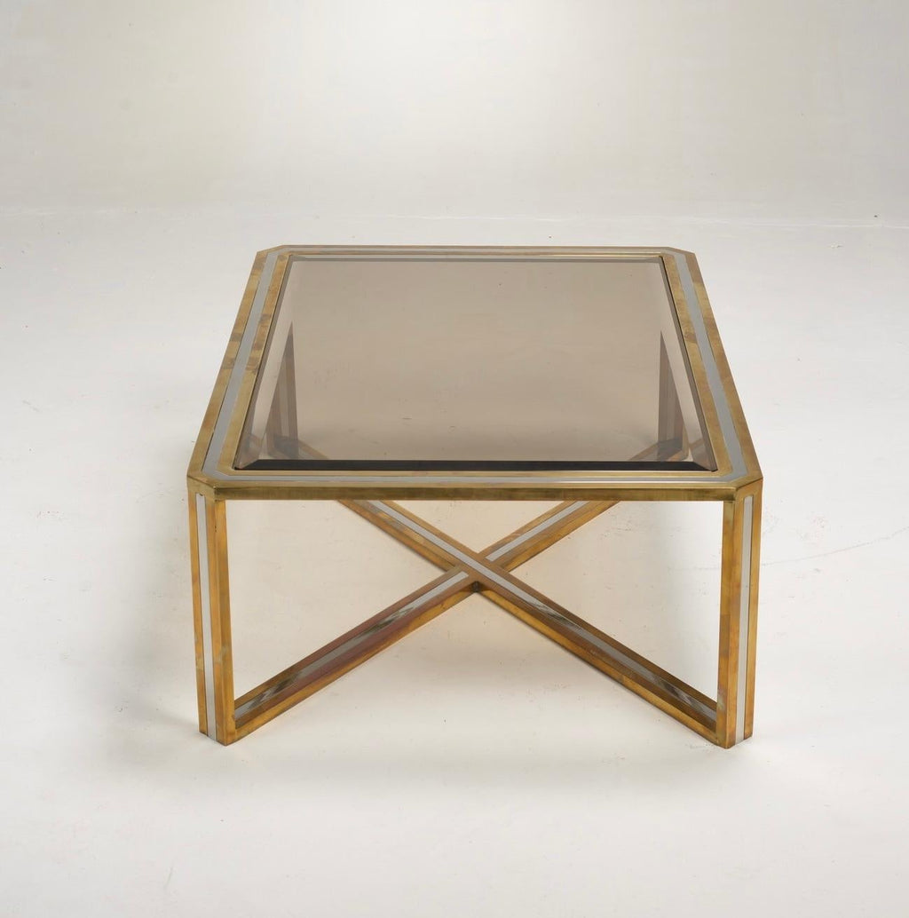 Romeo Rega Italian chrome brass and smoked glass coffee table, 1978 - view 11
