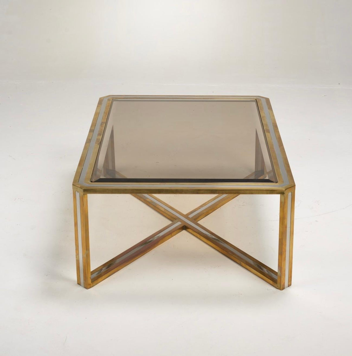 Romeo Rega Italian chrome brass and smoked glass coffee table, 1978 - view 11