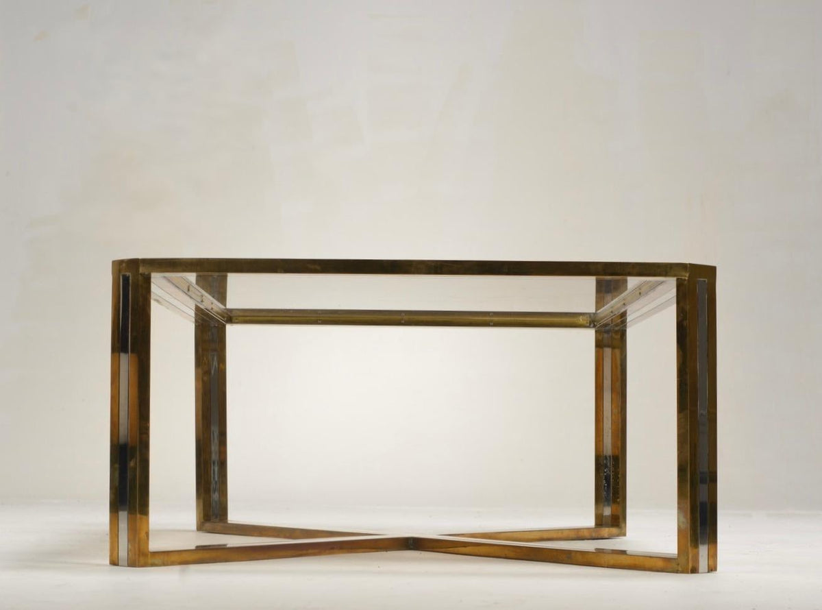 Romeo Rega Italian chrome brass and smoked glass coffee table, 1978 - view 12