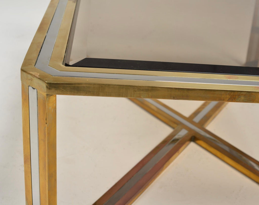 Romeo Rega Italian chrome brass and smoked glass coffee table, 1978 - view 13