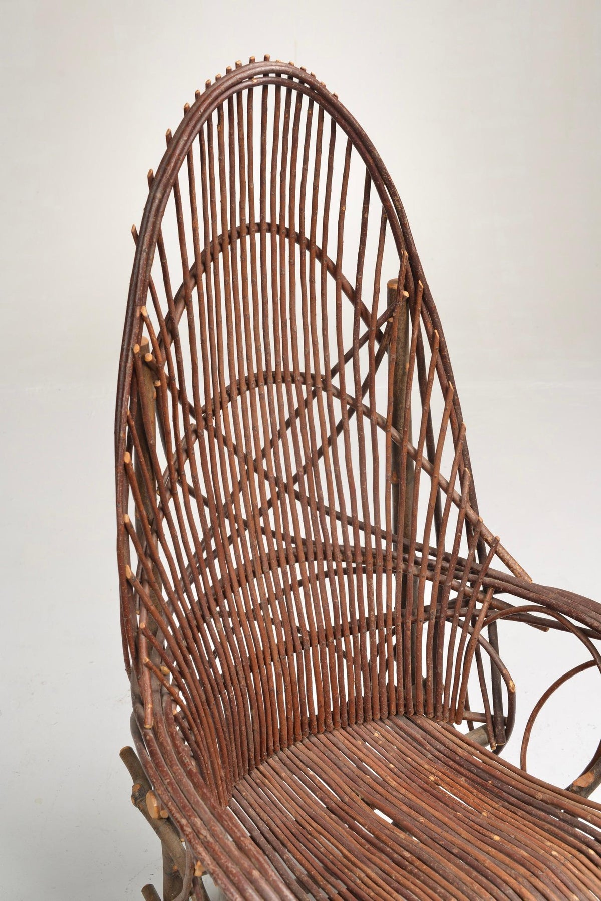 Vintage willow twig lounge chair and footstool detail 2