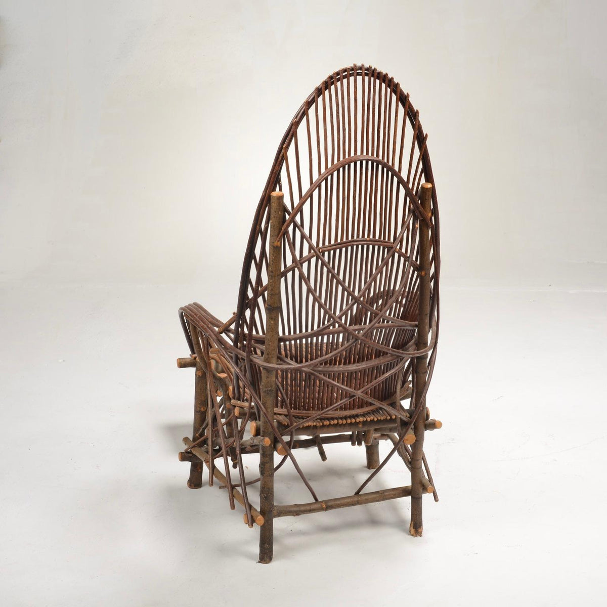 Vintage willow twig lounge chair and footstool detail 9