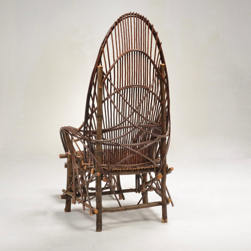 Vintage willow twig lounge chair and footstool detail 10