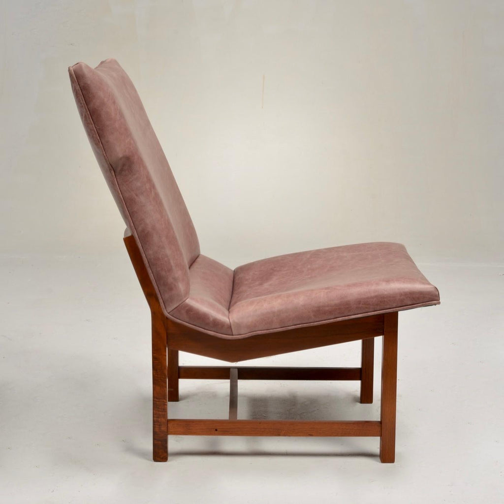 American Modernist leather and walnut lounge chair, circa 1960s - view 3