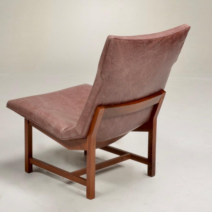 American Modernist leather and walnut lounge chair, circa 1960s - view 6