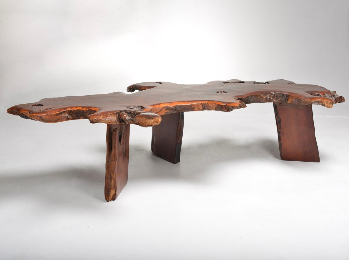Japanese redwood burl live edge coffee table detail 2