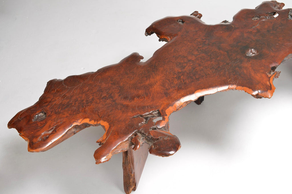 Japanese redwood burl live edge coffee table detail 12