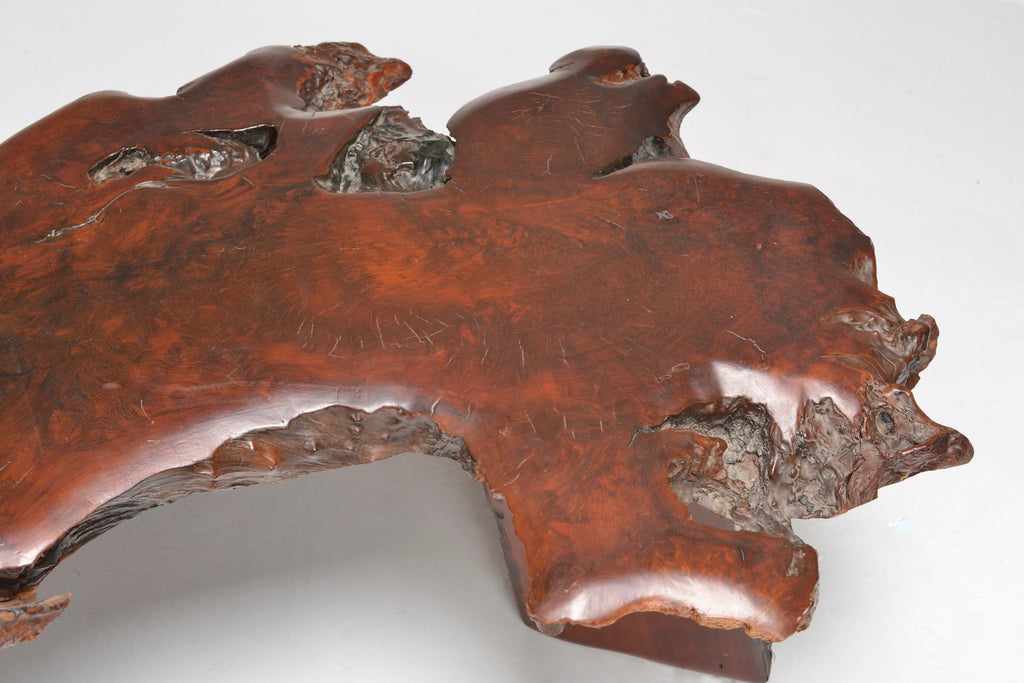 Japanese redwood burl live edge coffee table detail 9