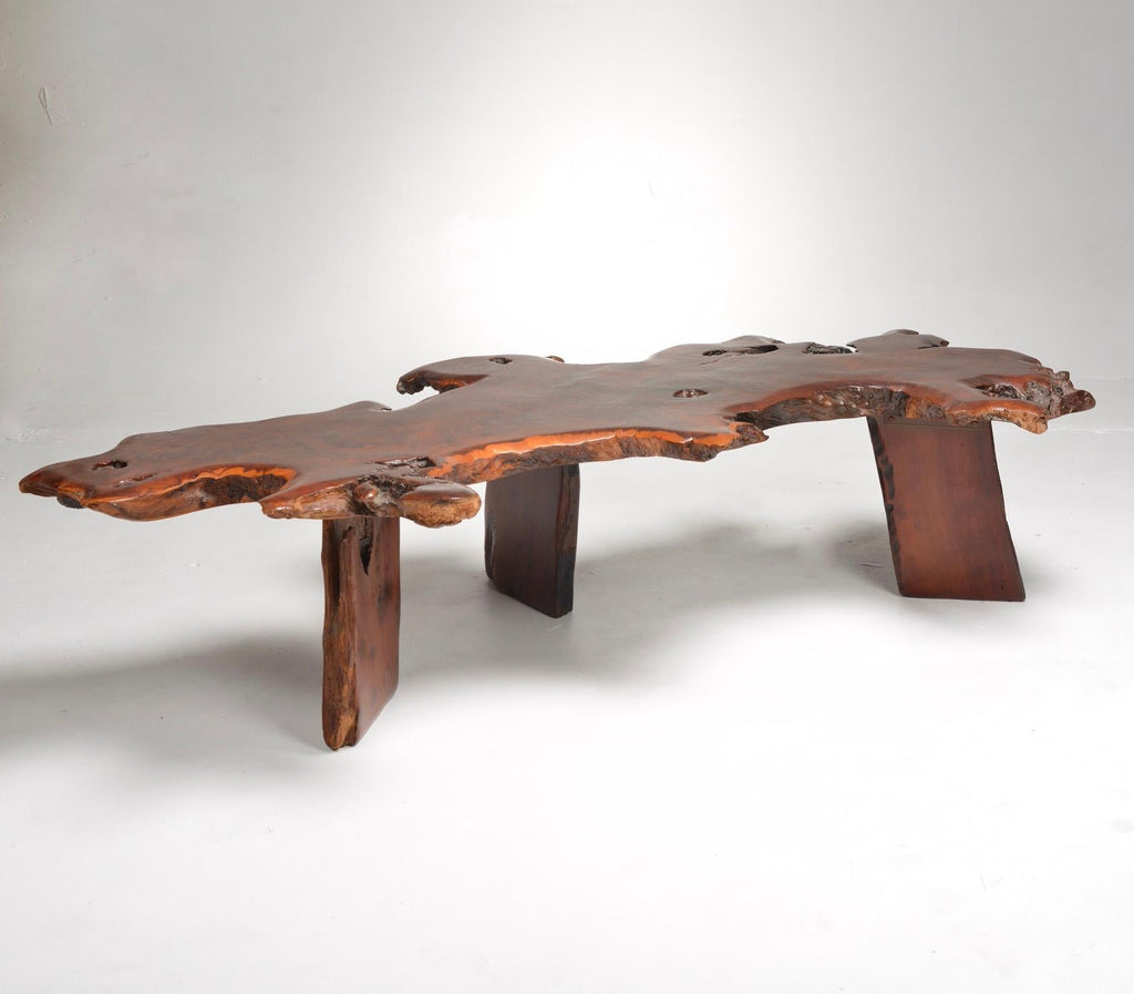 Japanese redwood burl live edge coffee table detail 6
