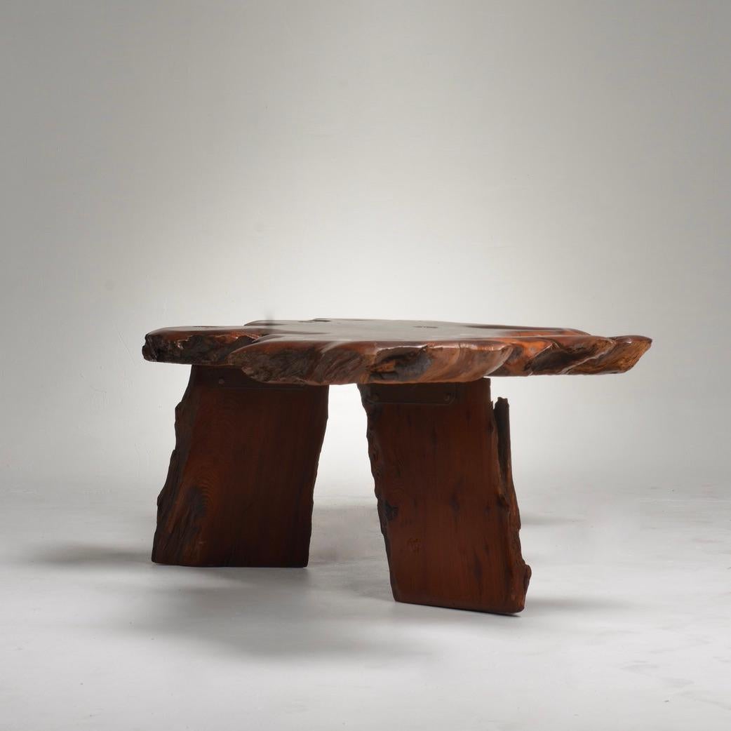 Japanese redwood burl live edge coffee table detail 4