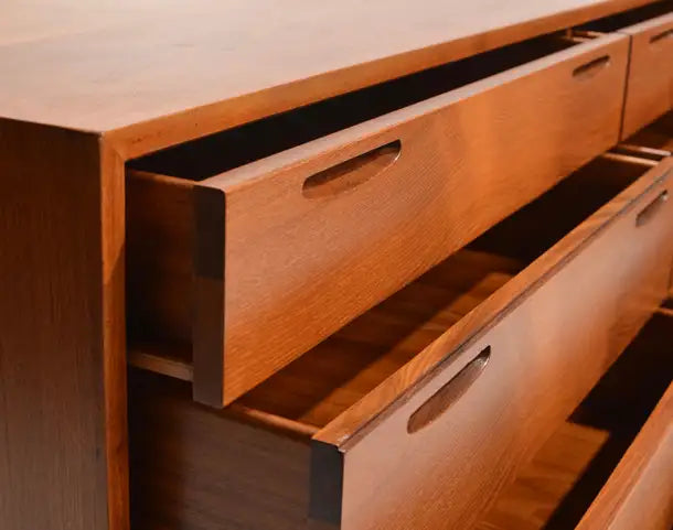 Ib Kofod-Larsen Long 8-Drawer Dresser in Teak for J. Clausen & Son