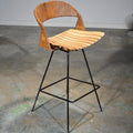 Arthur Umanoff birch jute steel swivel stool detail 2