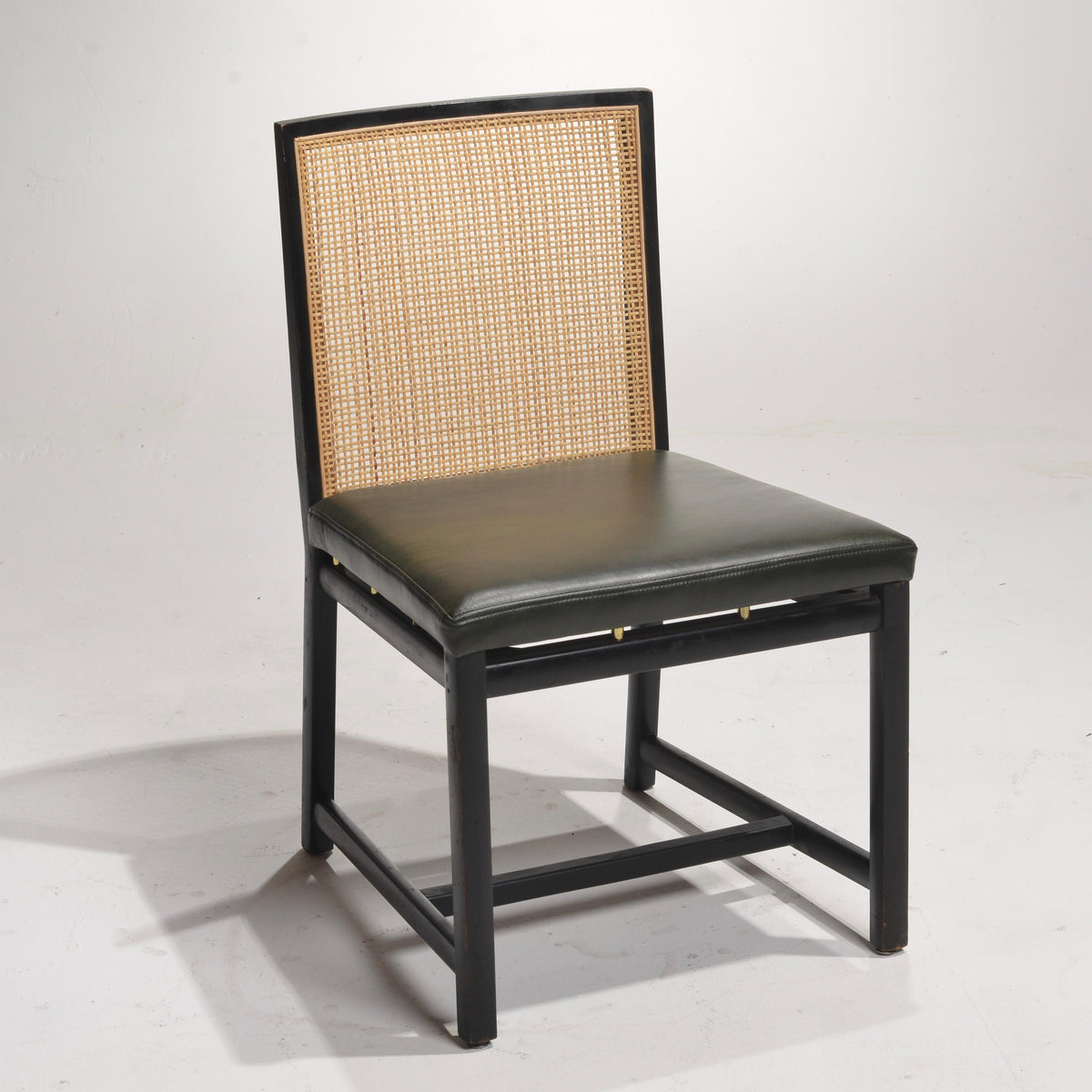 Michael Taylor for Baker black lacquer cane dining chair detail 3