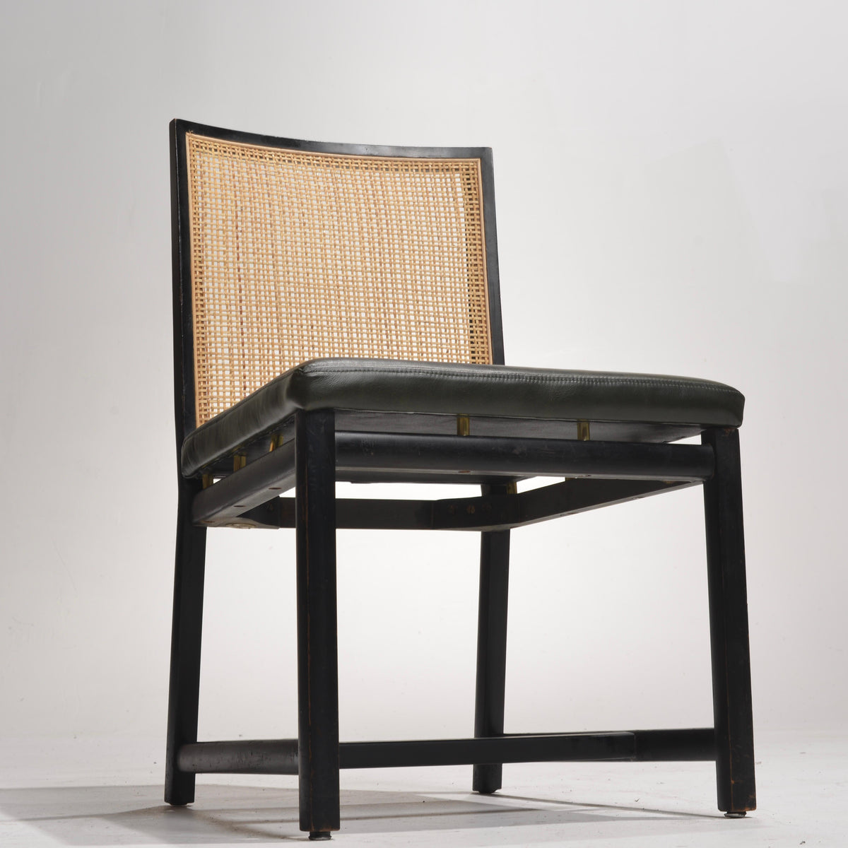 Michael Taylor for Baker black lacquer cane dining chair detail 4
