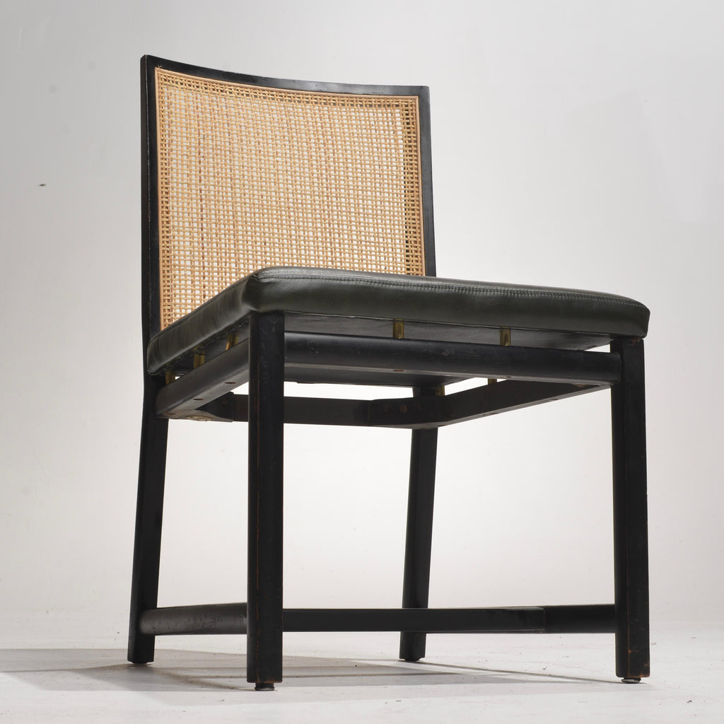 Michael Taylor for Baker black lacquer cane dining chair detail 5