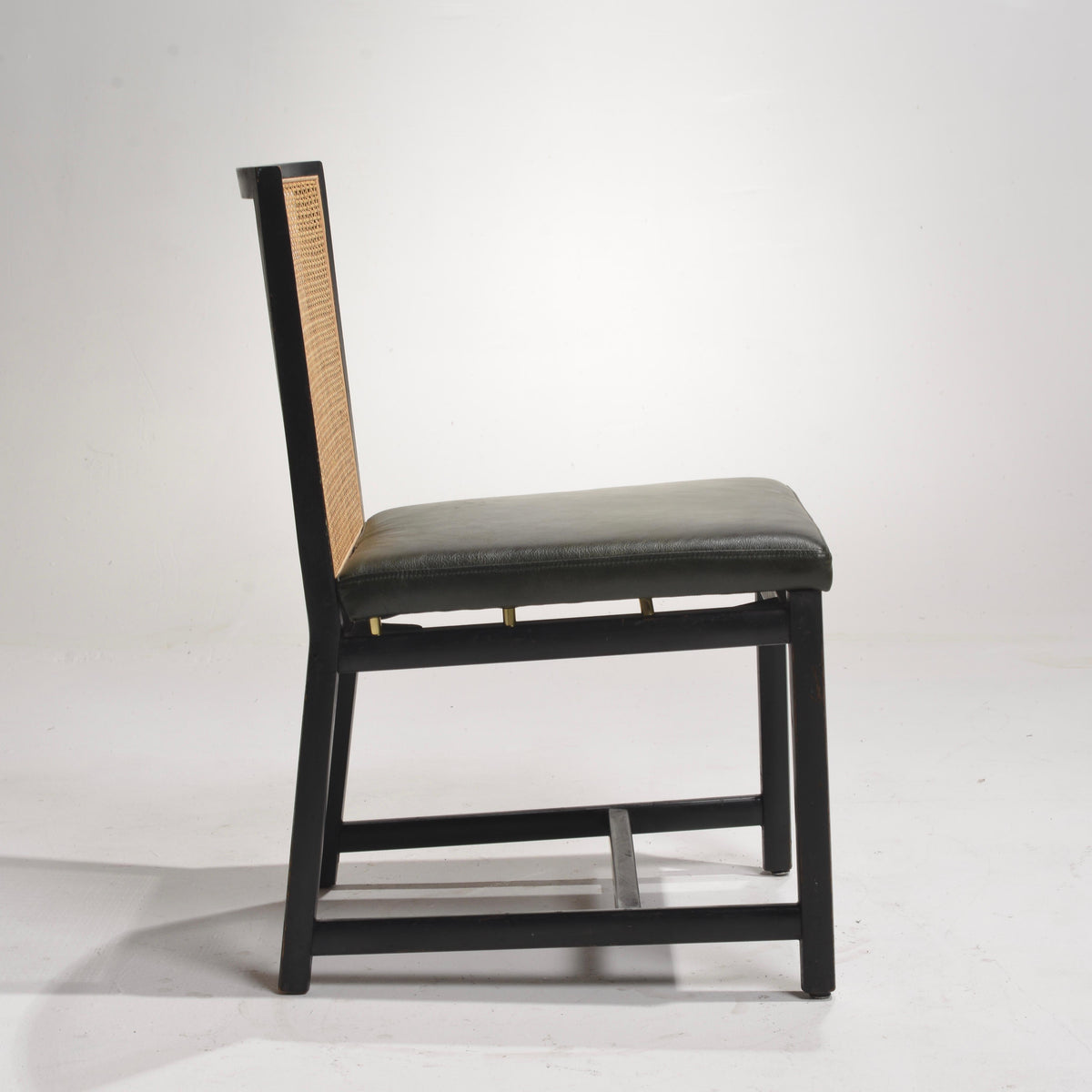 Michael Taylor for Baker black lacquer cane dining chair detail 7