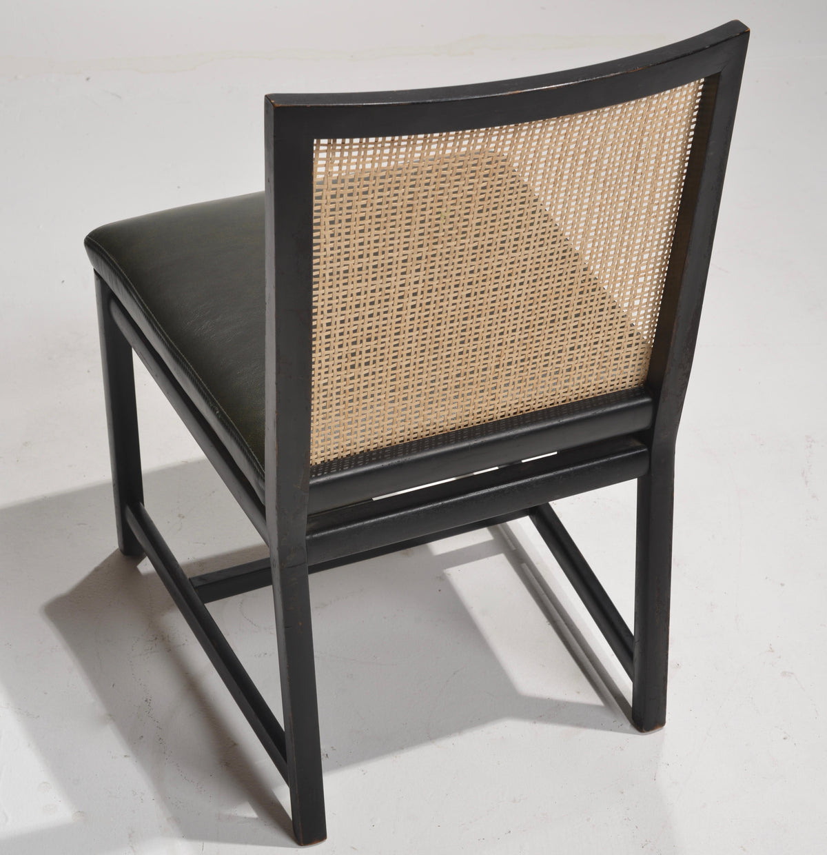 Michael Taylor for Baker black lacquer cane dining chair detail 12