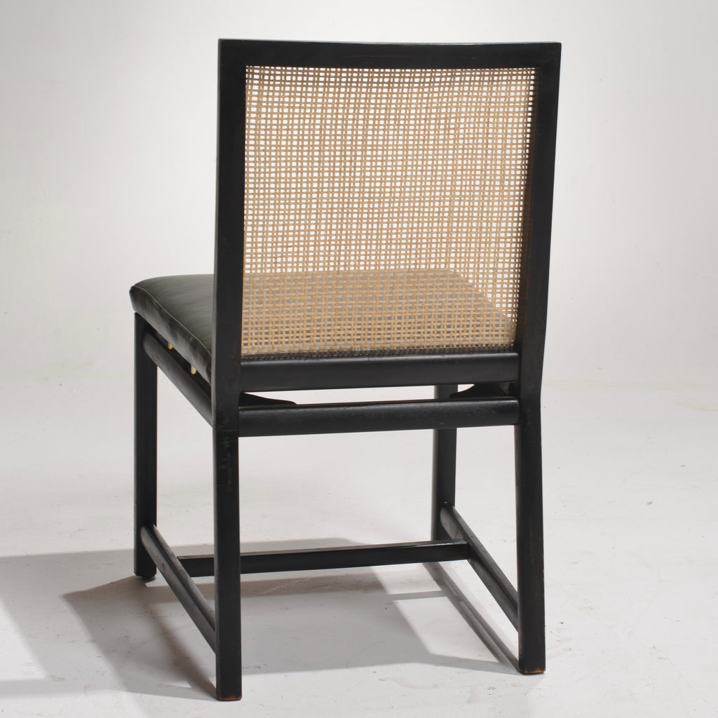 Michael Taylor for Baker black lacquer cane dining chair detail 11