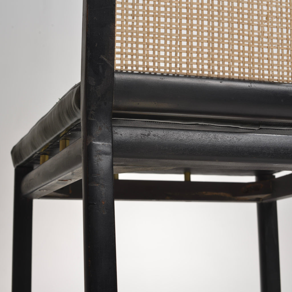 Michael Taylor for Baker black lacquer cane dining chair detail 13