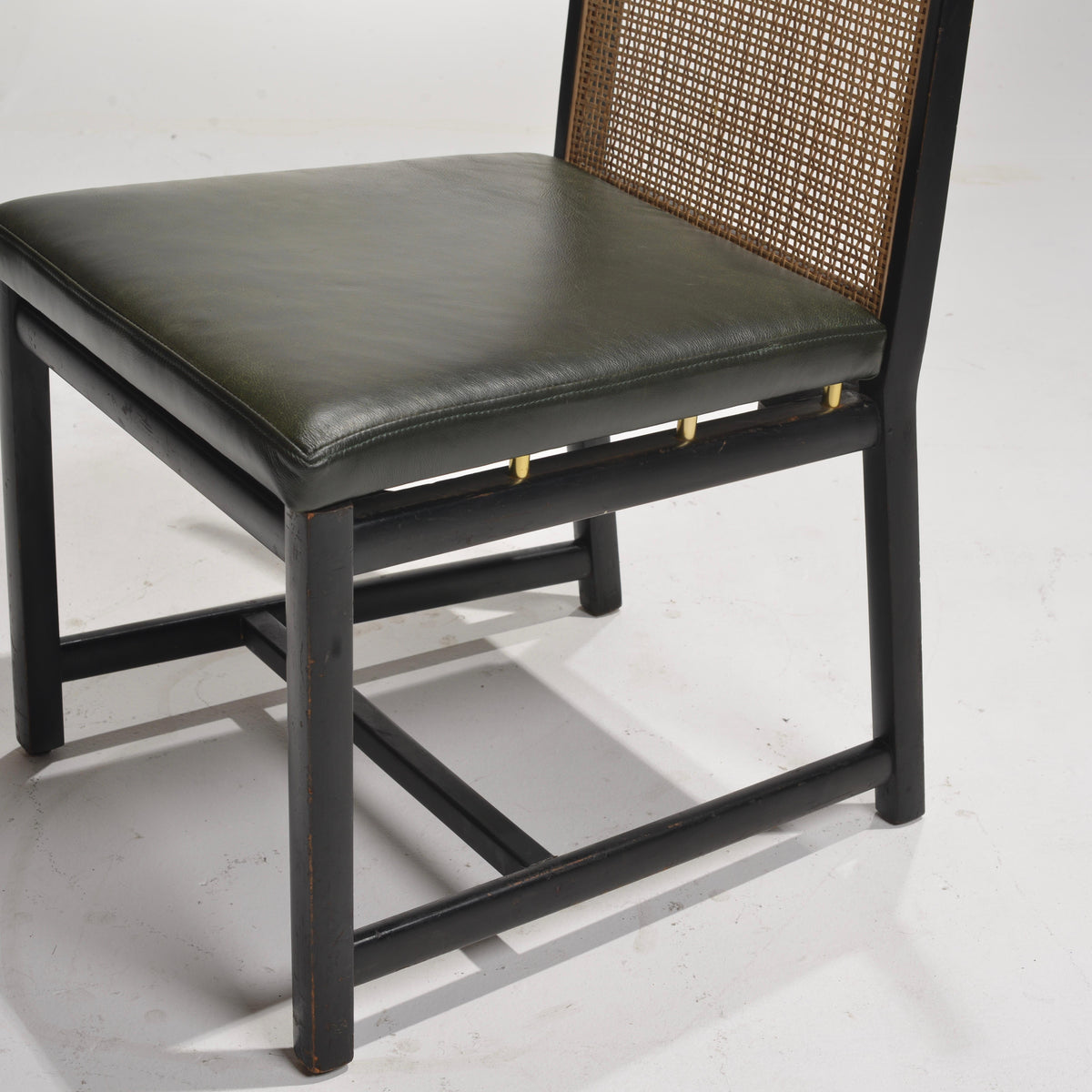 Michael Taylor for Baker black lacquer cane dining chair detail 9