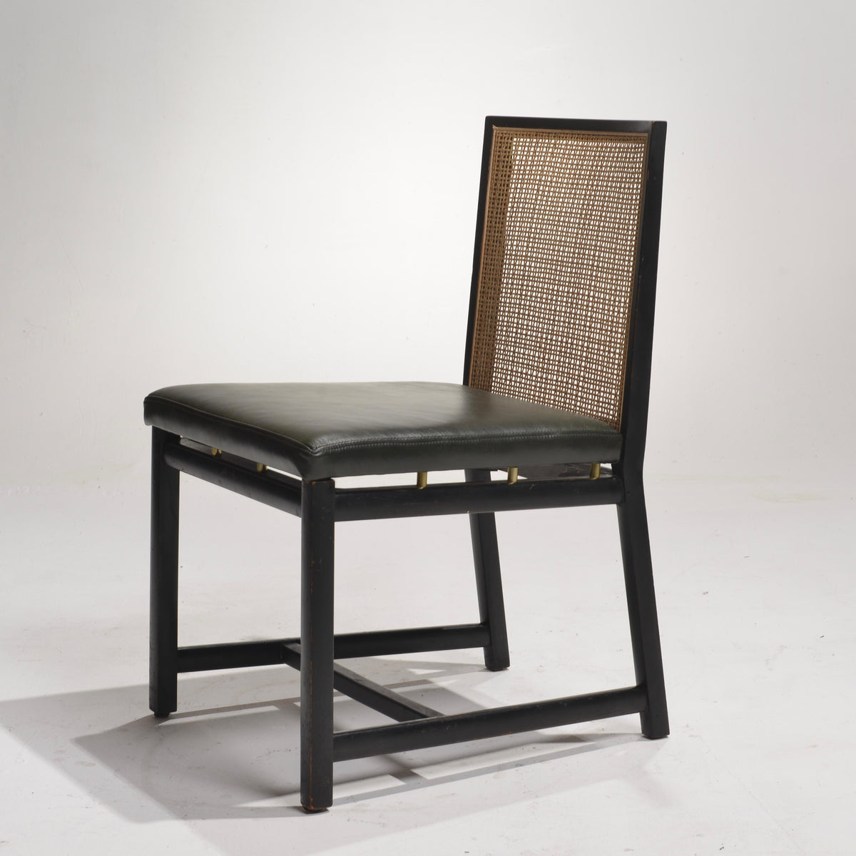 Michael Taylor for Baker black lacquer cane dining chair detail 8