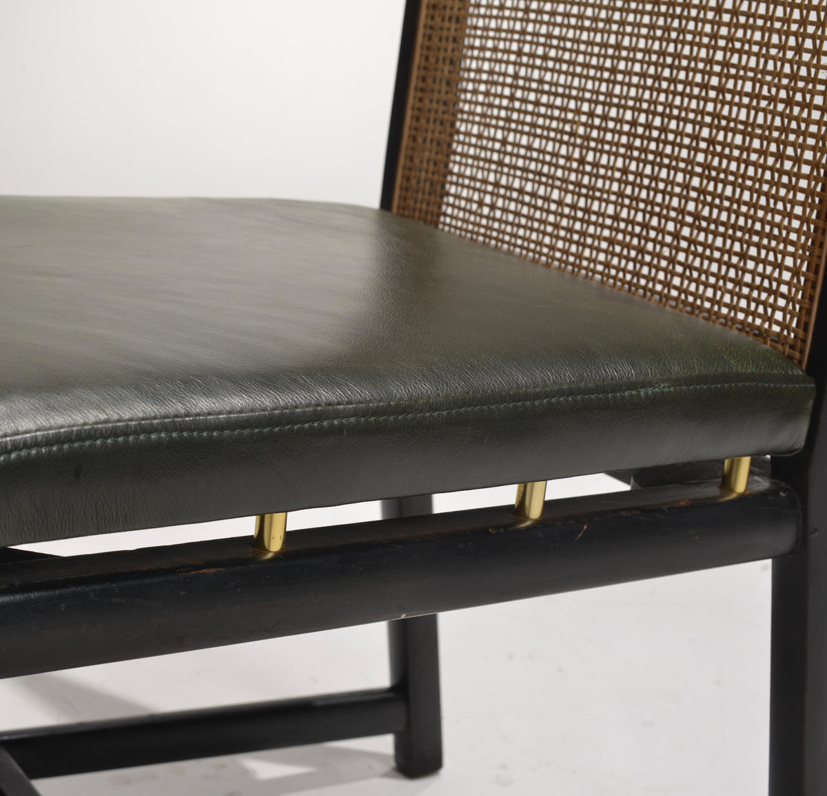 Michael Taylor for Baker black lacquer cane dining chair detail 10