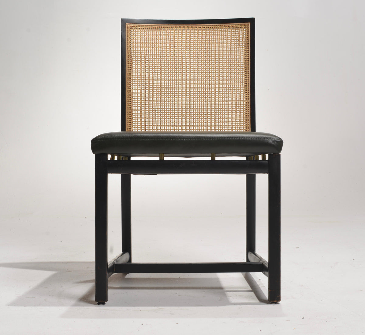 Michael Taylor for Baker black lacquer cane dining chair detail 2