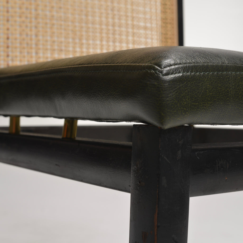 Michael Taylor for Baker black lacquer cane dining chair detail 6