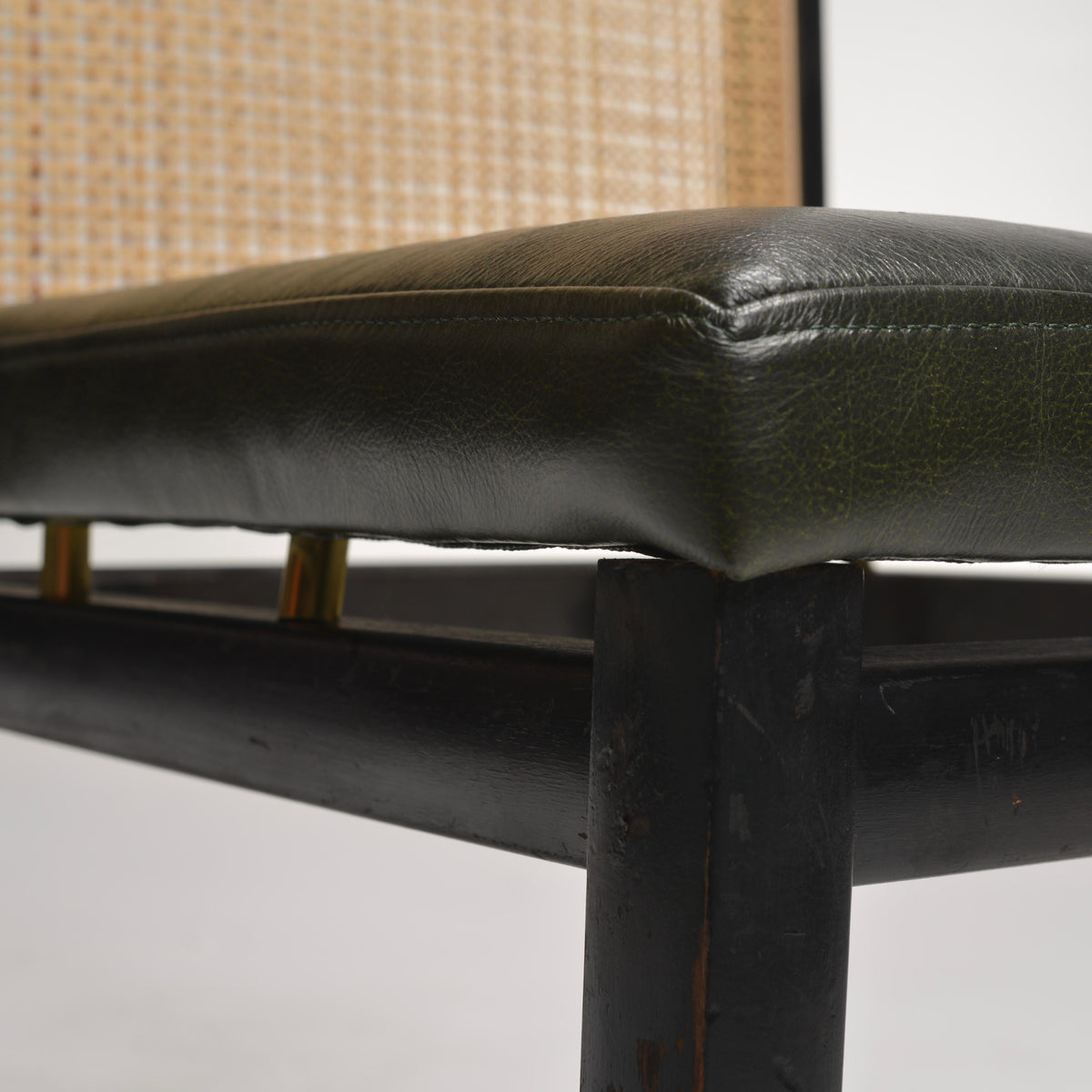Michael Taylor for Baker black lacquer cane dining chair detail 6
