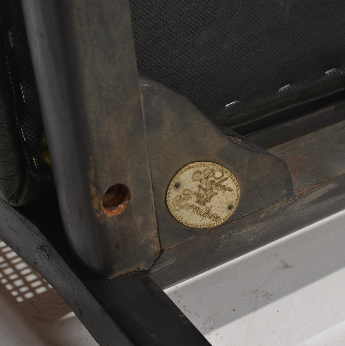 Michael Taylor for Baker black lacquer cane dining chair detail 14
