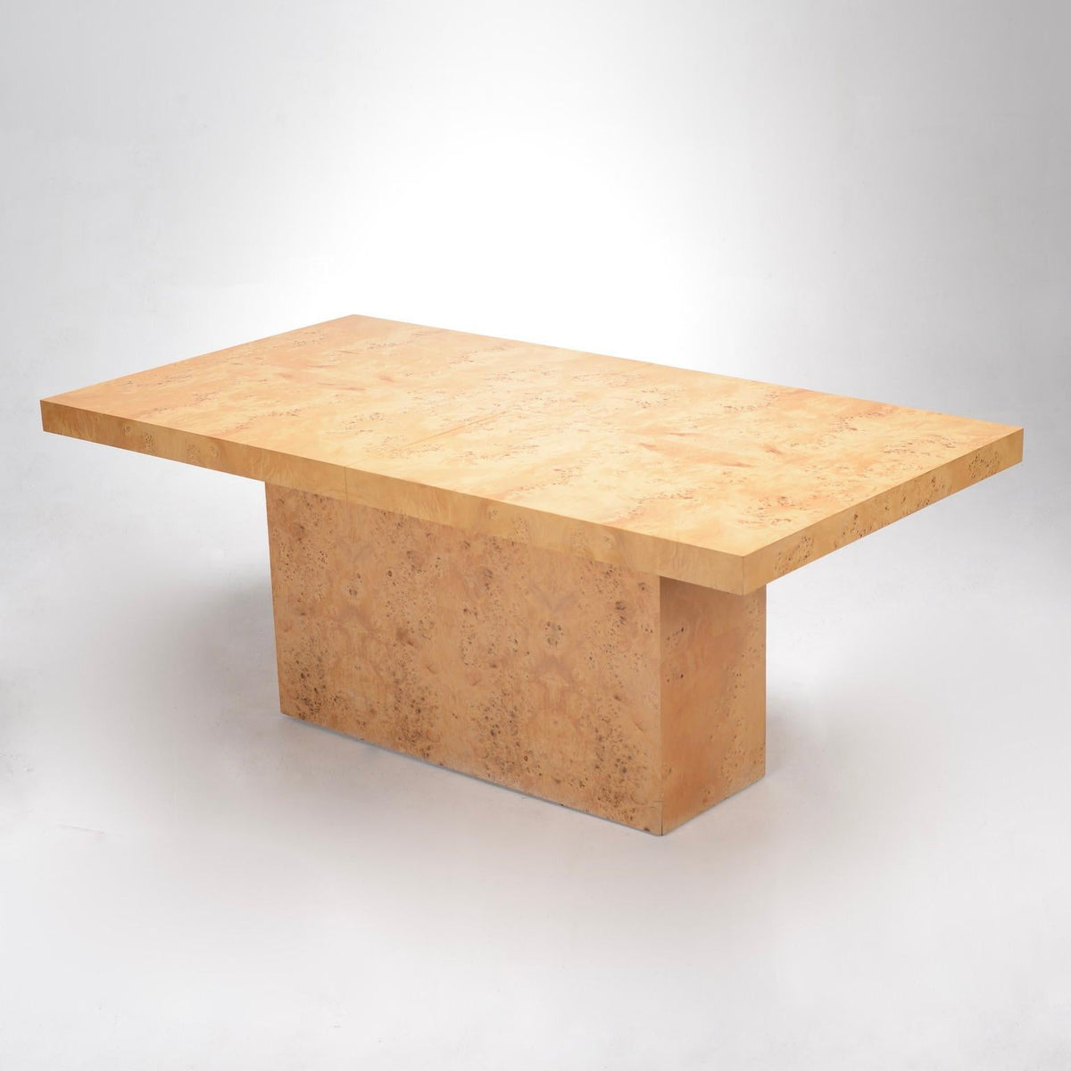 Arthur Umanoff Dillingham burled olive dining table detail 2