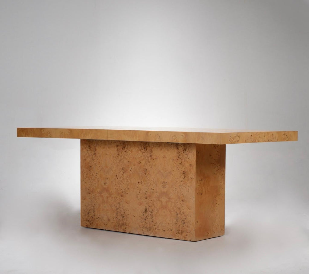 Arthur Umanoff Dillingham burled olive dining table detail 6
