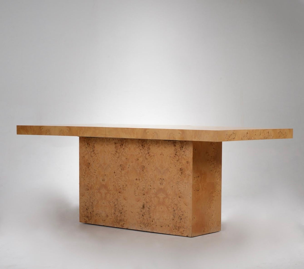 Arthur Umanoff Dillingham burled olive dining table detail 6