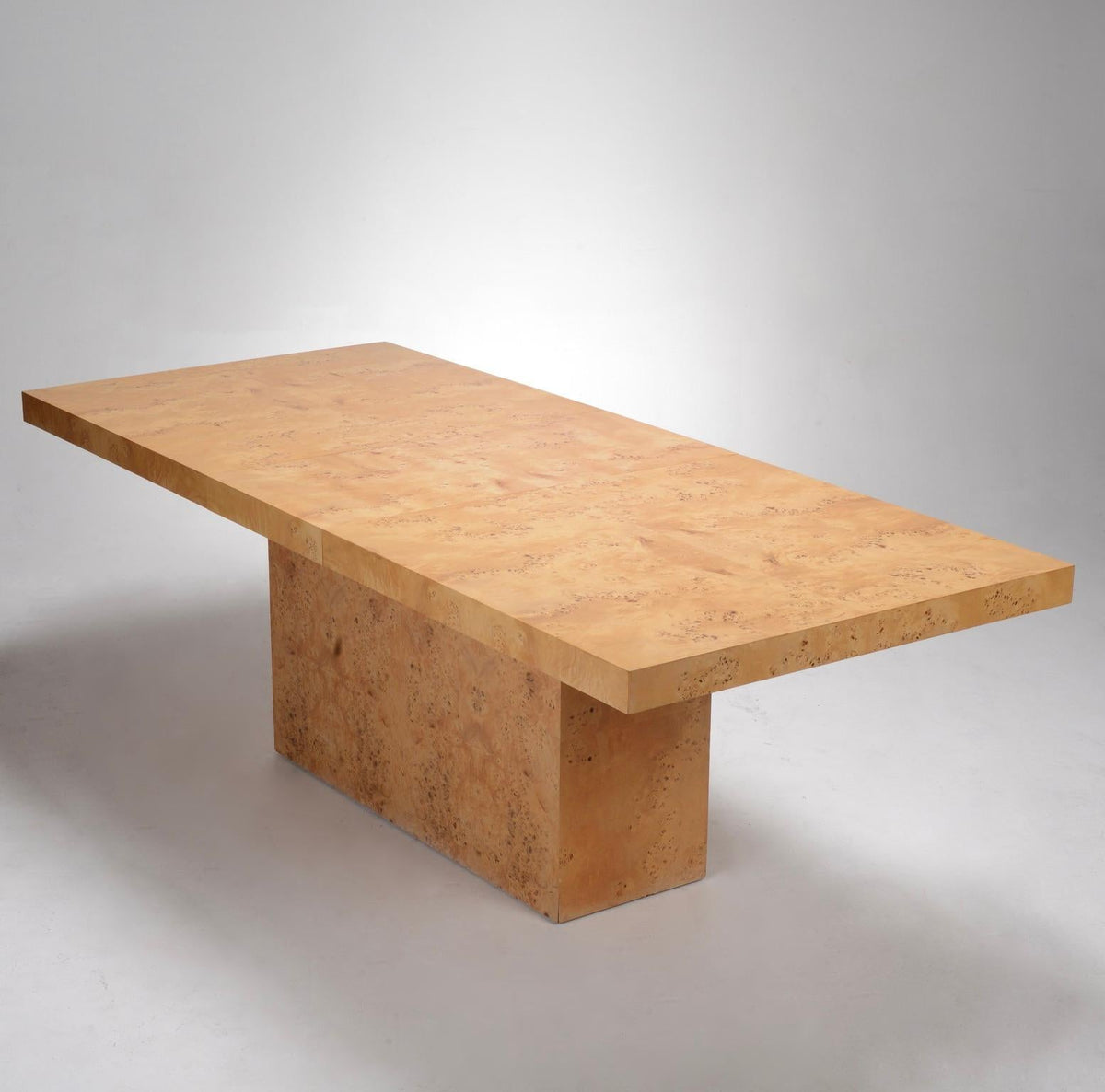 Arthur Umanoff Dillingham burled olive dining table detail 5