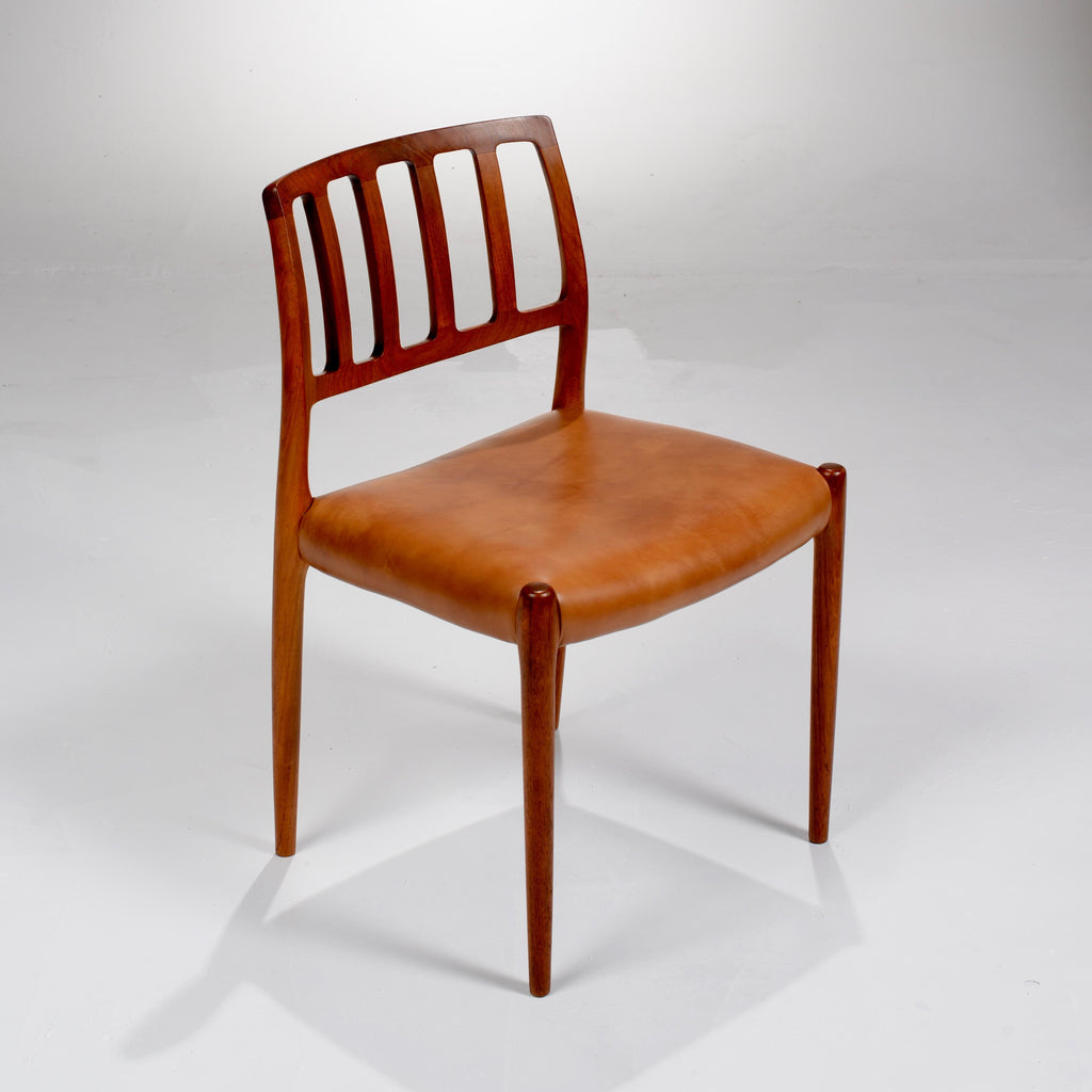 Niels Otto Møller Model 83 teak and leather dining chair detail 6