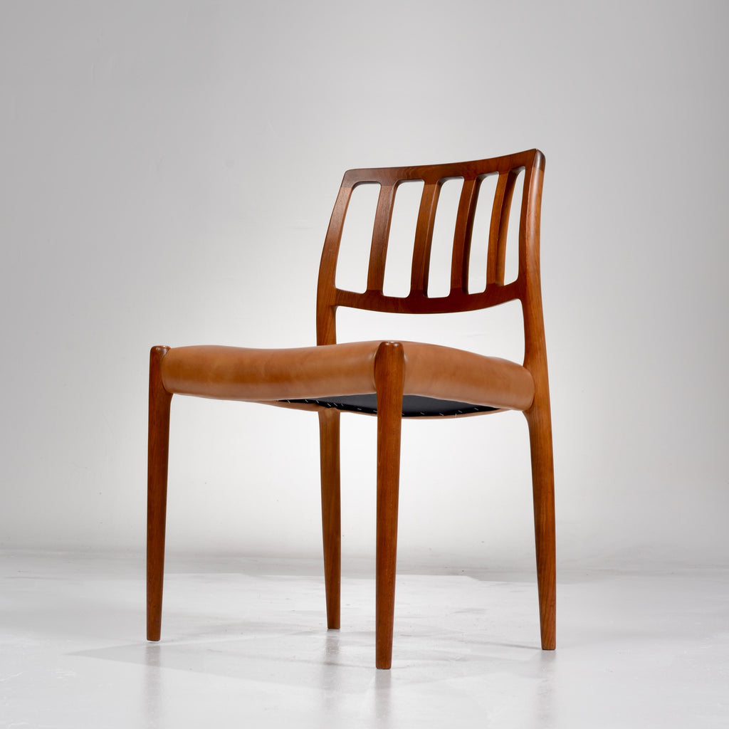 Niels Otto Møller Model 83 teak and leather dining chair detail 7