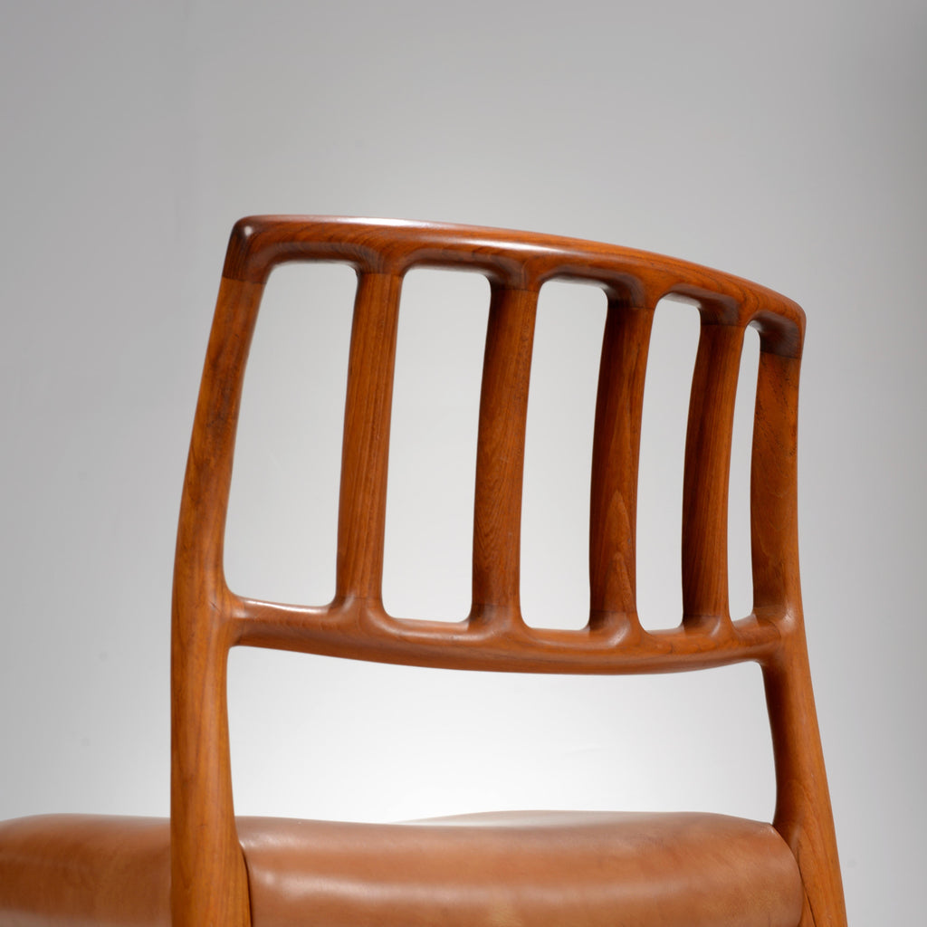 Niels Otto Møller Model 83 teak and leather dining chair detail 9
