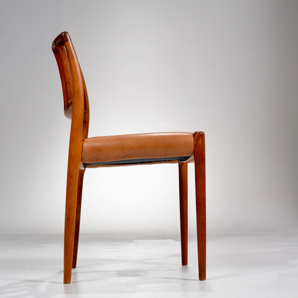 Niels Otto Møller Model 83 teak and leather dining chair detail 2