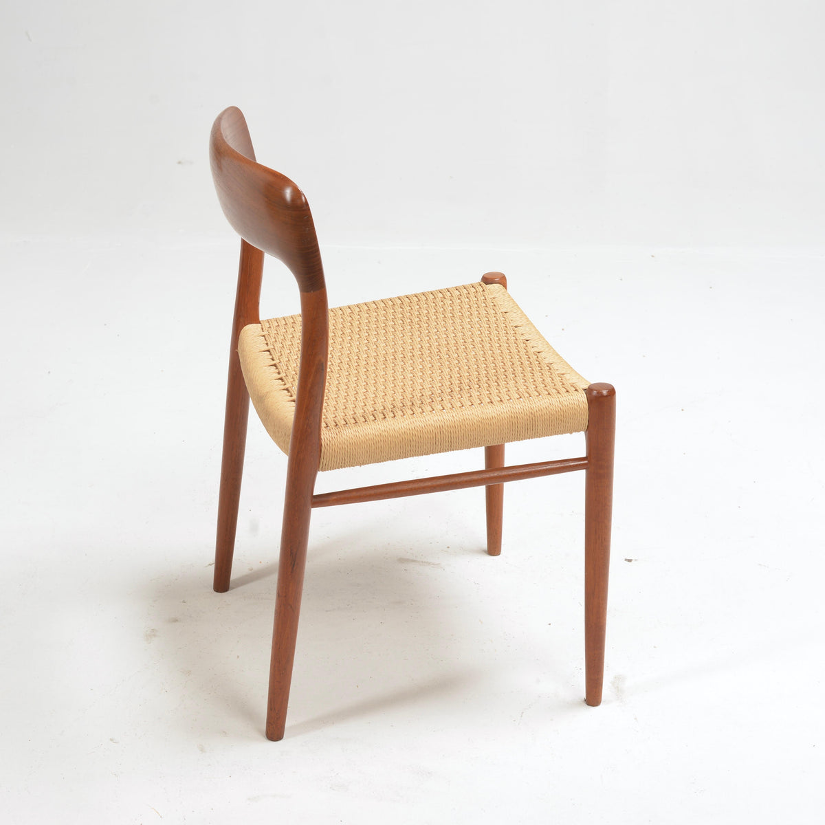 Niels Otto Møller Model 75 teak and paper cord dining chair detail 18