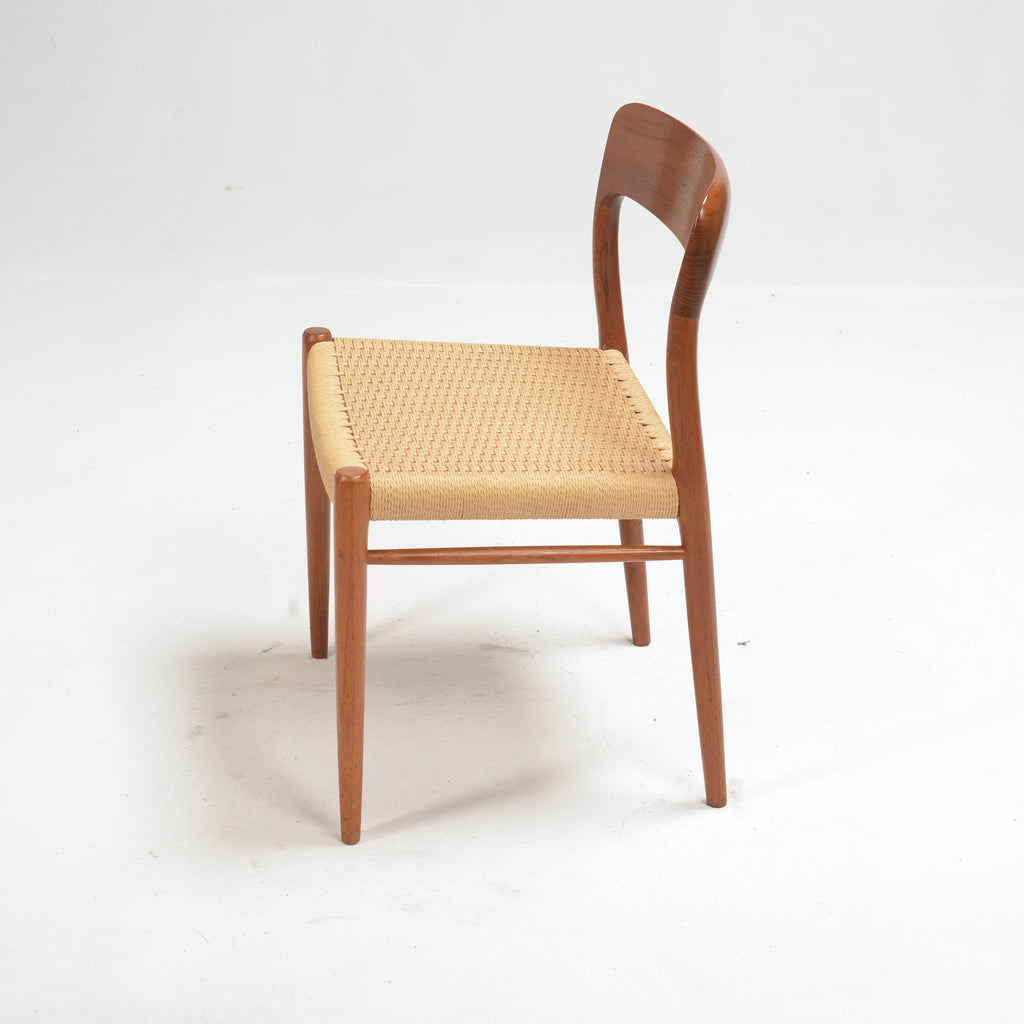 Niels Otto Møller Model 75 teak and paper cord dining chair detail 17