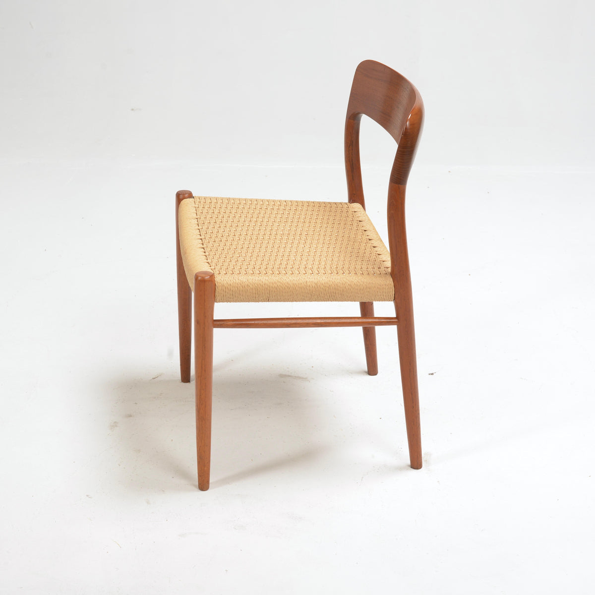 Niels Otto Møller Model 75 teak and paper cord dining chair detail 17