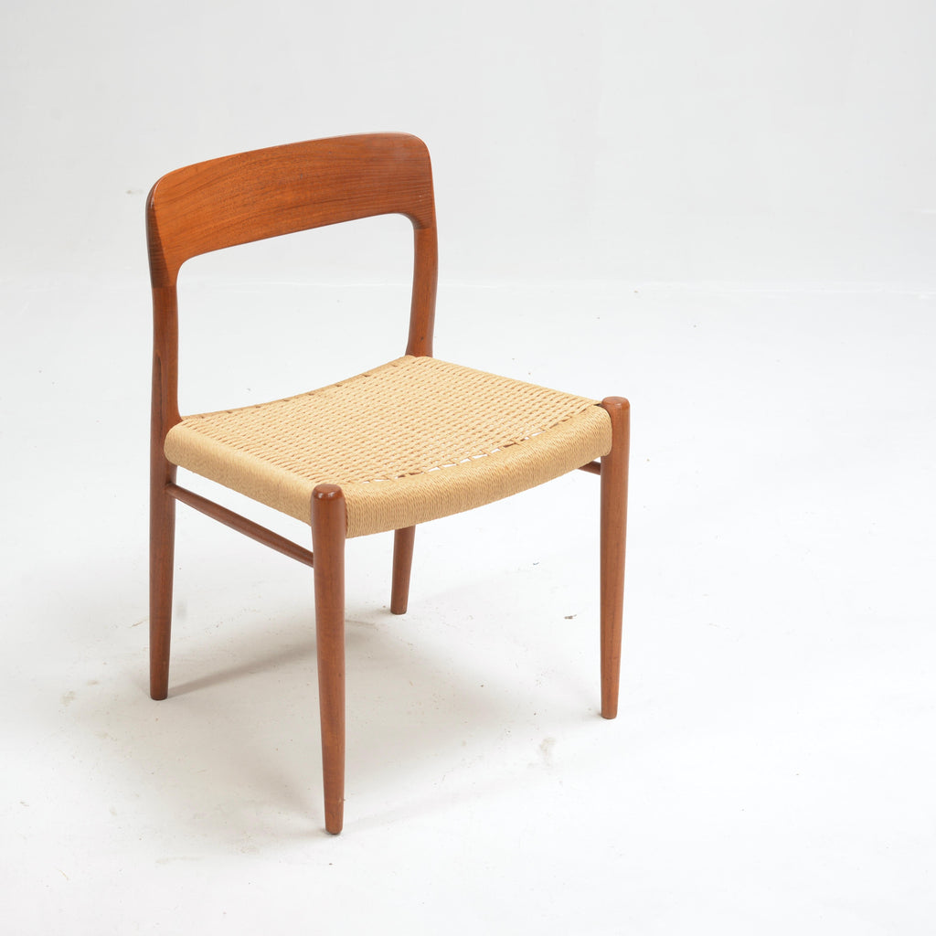 Niels Otto Møller Model 75 teak and paper cord dining chair detail 13