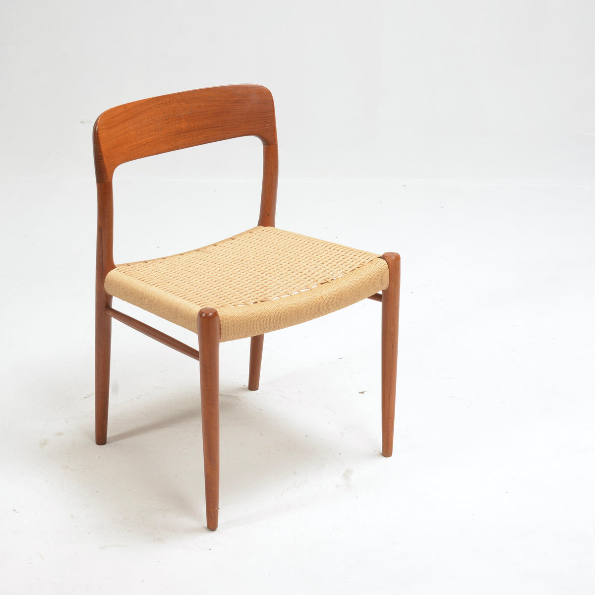 Niels Otto Møller Model 75 teak and paper cord dining chair detail 13