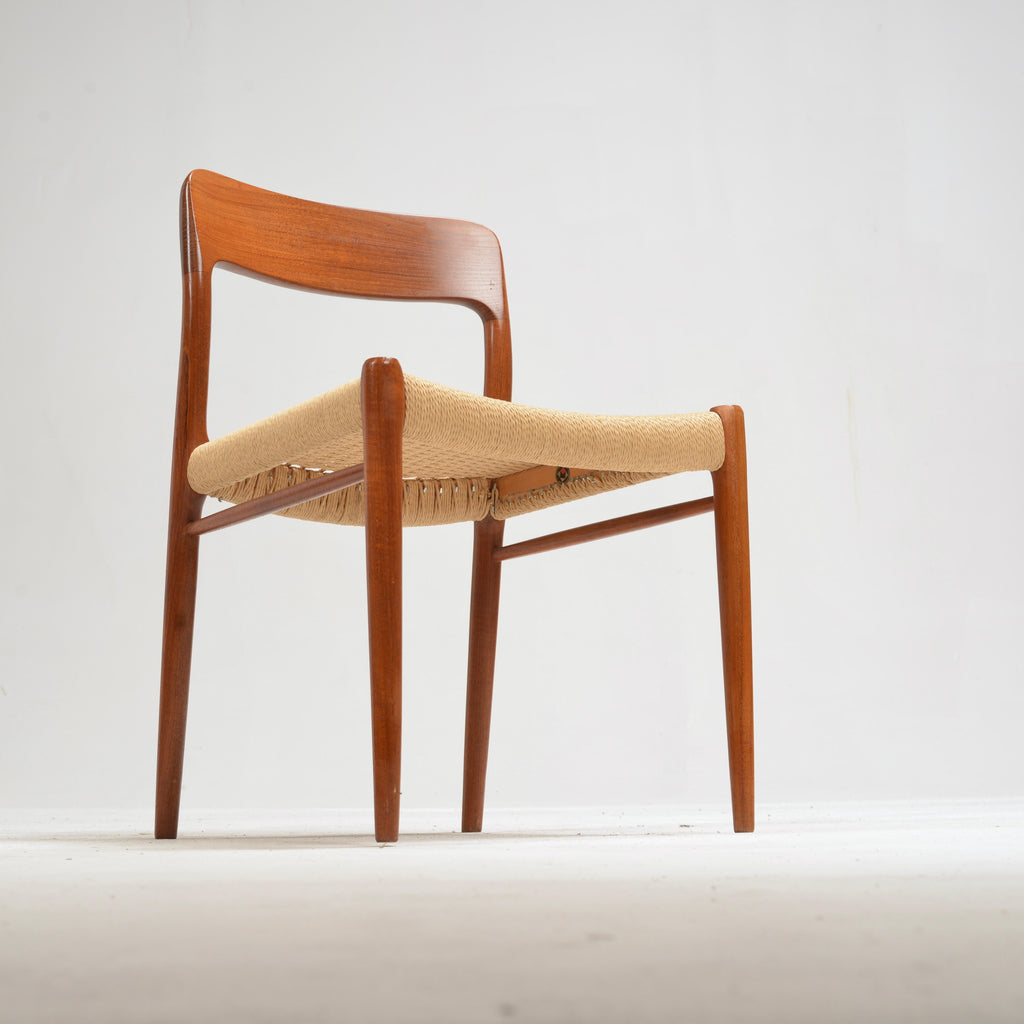 Niels Otto Møller Model 75 teak and paper cord dining chair detail 12