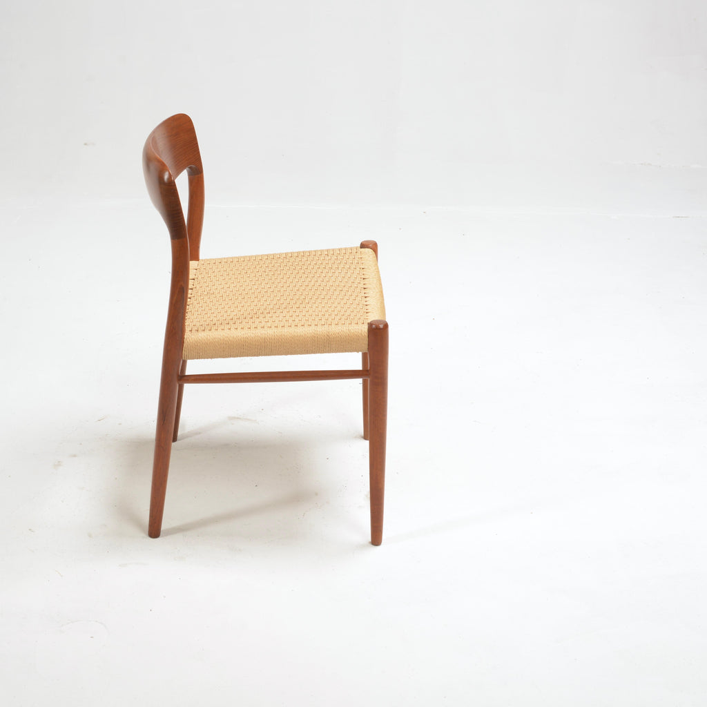 Niels Otto Møller Model 75 teak and paper cord dining chair detail 11