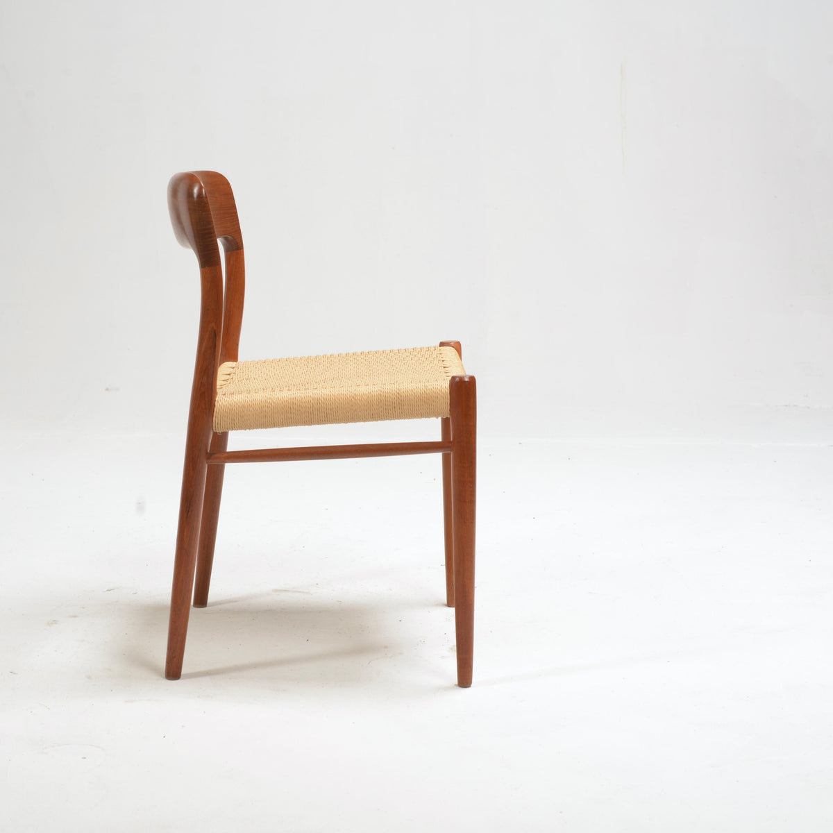 Niels Otto Møller Model 75 teak and paper cord dining chair detail 10