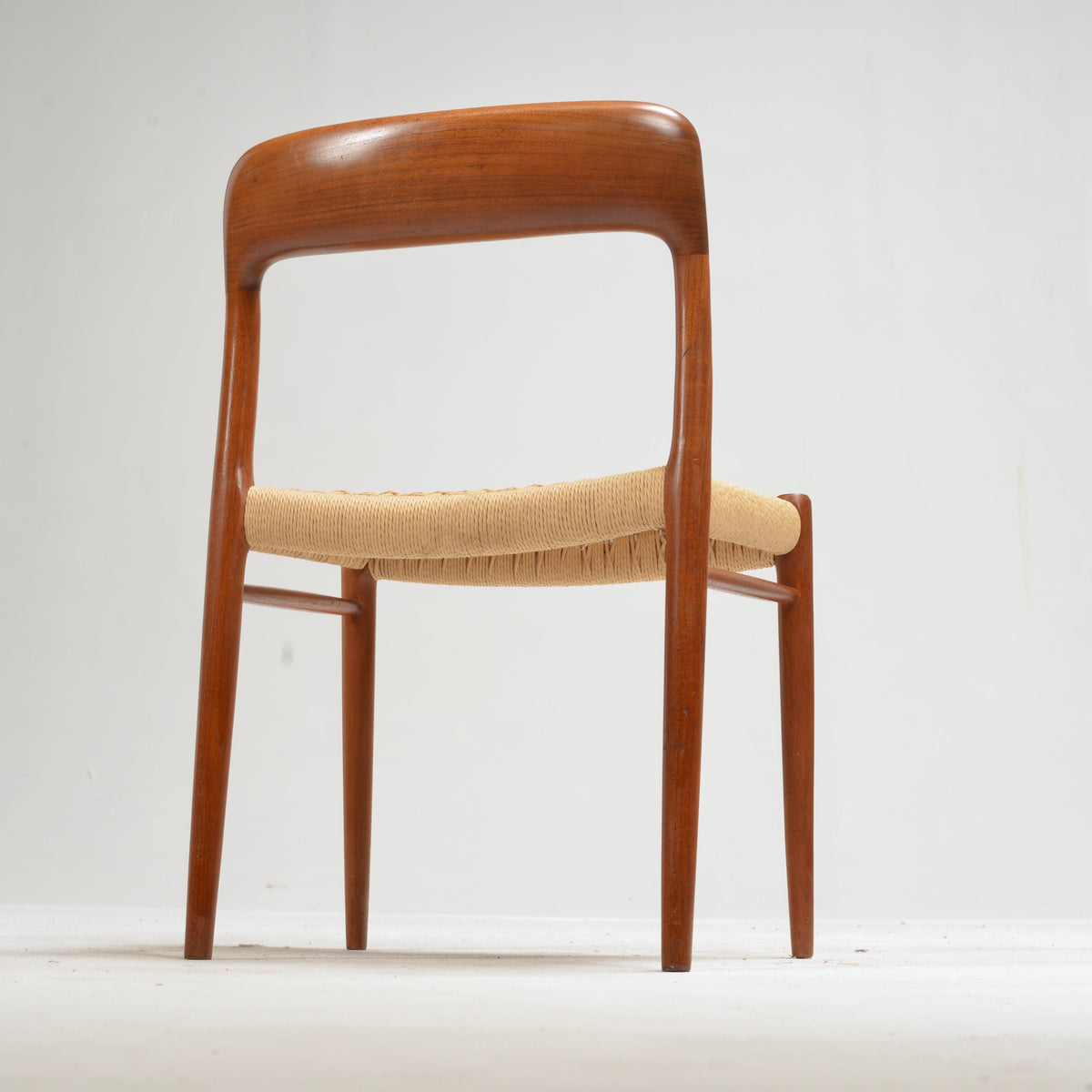 Niels Otto Møller Model 75 teak and paper cord dining chair detail 9