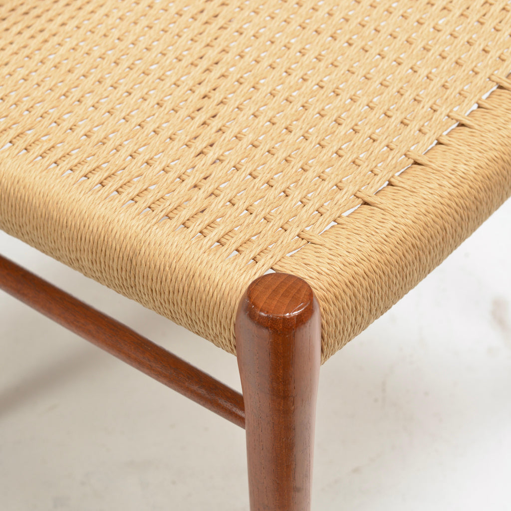 Niels Otto Møller Model 75 teak and paper cord dining chair detail 6