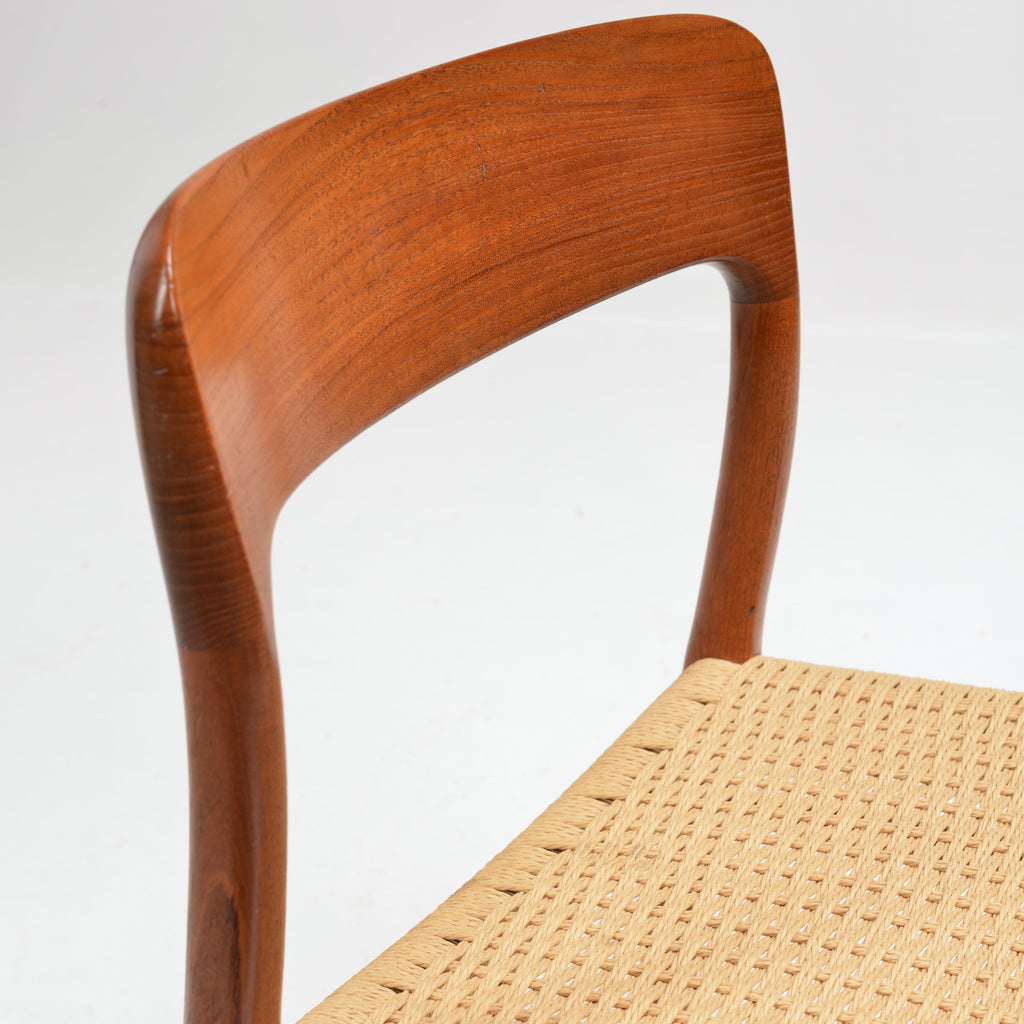 Niels Otto Møller Model 75 teak and paper cord dining chair detail 5